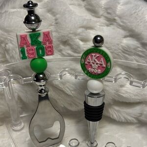 AKA 1908 Green and Pink Bottle Stopper Set